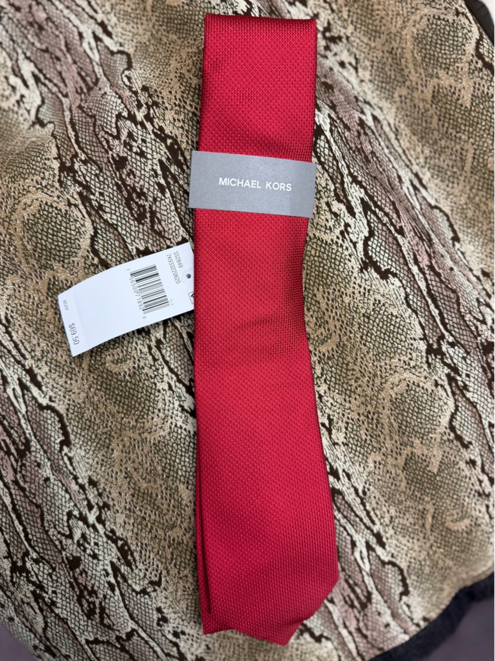 Michael Kors Red Grosgrain Waist Ribbon with Logo Tag